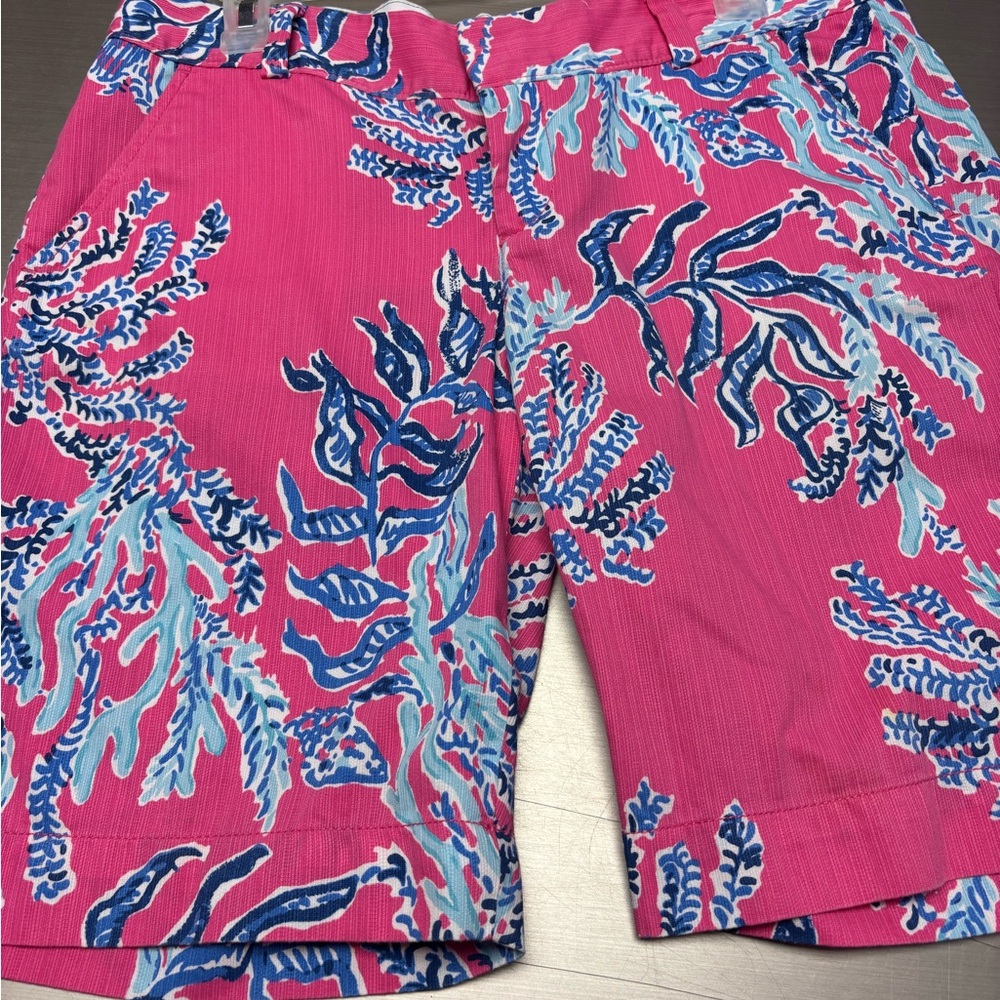 Lilly Pulitzer Pink and Blue Patterned Bermuda Shorts